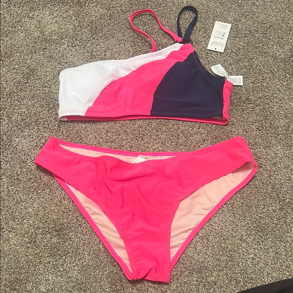 Cupshe Colorblock Bikini Set - Pink, White, and Navy
